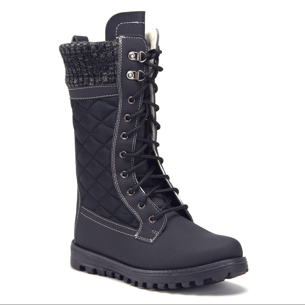 NWOT Quilted Fur Lined Boot with Knit Cuff